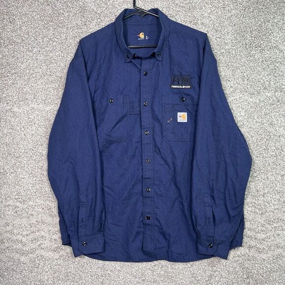 Carhartt Other - Carhartt Shirt Mens XL Blue FR Flame Resistant Button Up Utility Workwear Button